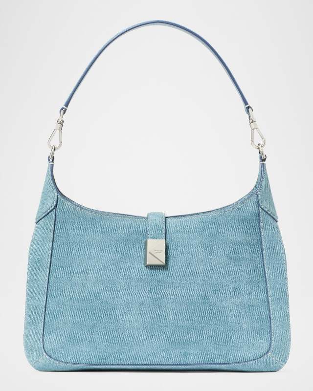 deco denim suede hobo bag
